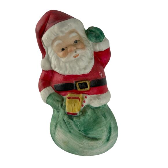 Vintage Christmas Ceramic Bell Trio Santa Snowman Teddy Bear Figurines - Picture 5 of 9